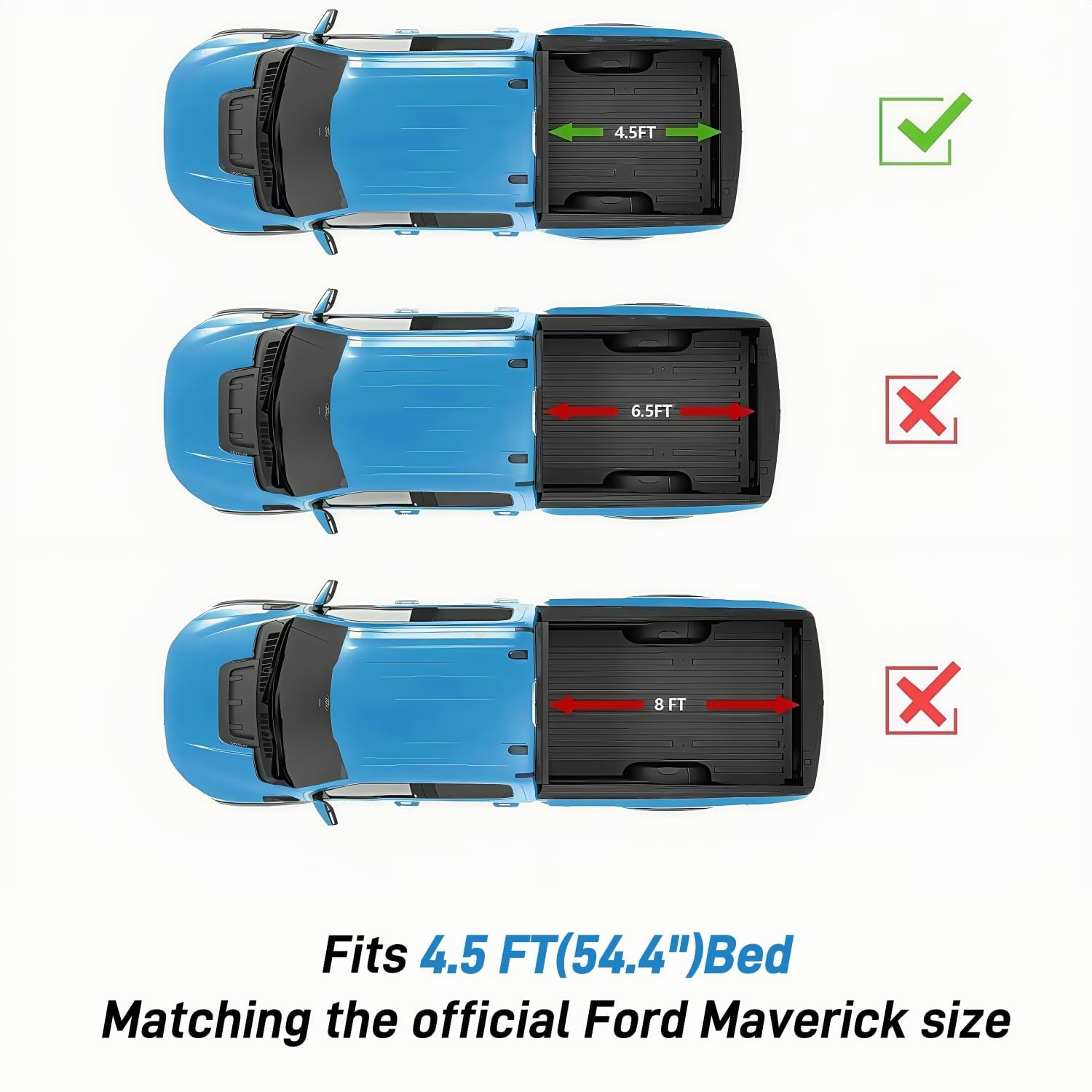 TOMOKA 4.6ft FRP Hard Folding Truck Bed Tonneau Cover Compatible with 2022 2023 2024 2025 Ford Maverick 4.5ft Bed | Solid & Waterproof & Theftproof Fiberglass | Without Drilling & Easy Installation