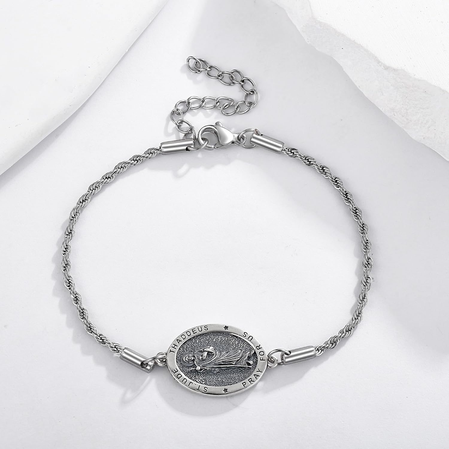 YAFEINI Saint Benedict/Saint Jude/Virgin Mary Bracelet 925 Sterling Silver Religious Bracelets Jewelry Gifts for Women - Image 3