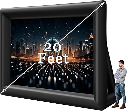 Miniatura 8 de Inlftable - Pantalla de cine inflable de 17 pies para exteriores, pantalla de película inflable con bolsa de almacenamiento de soplador de aire,