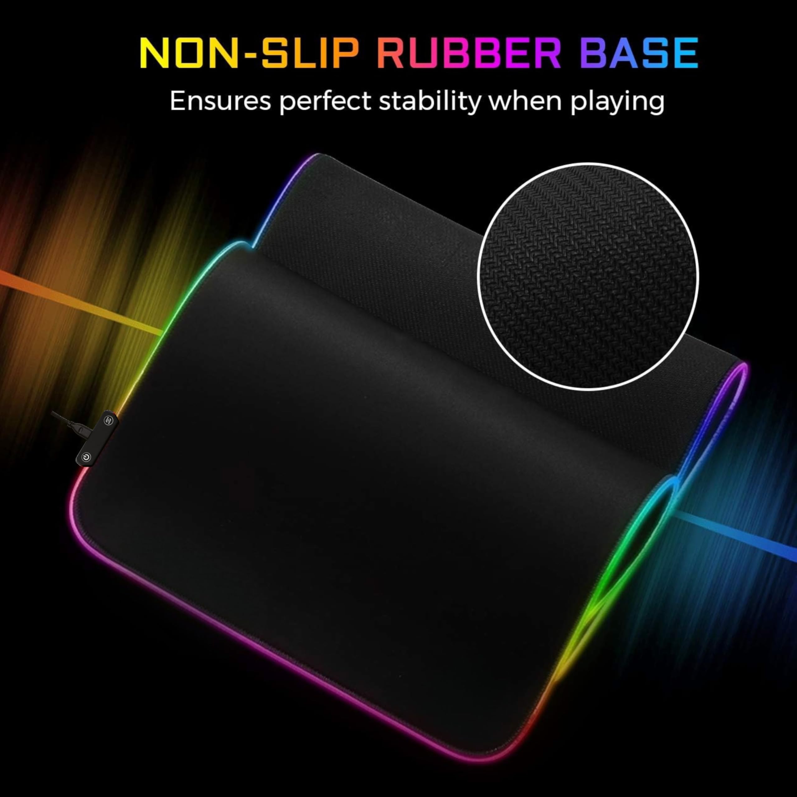 THE G-LAB Pad RUBIDIUM - Tappetino per Mouse RGB - Tappetino per Mouse Gaming XXL - Retroilluminazione LED, Resistente All'Acqua, Tessuto D'Elevata Precisione, Base In Gomma Antiscivolo, 800x300x3mm