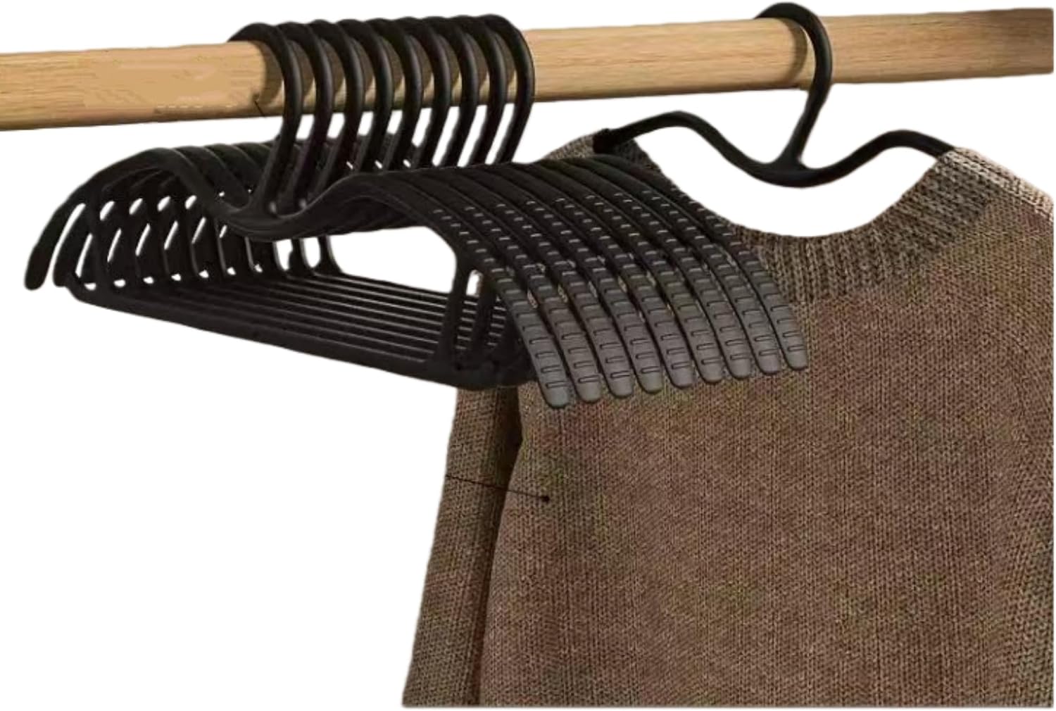 10 Coat Hanger Curved Grip Short Neck Hangers for Pants Black