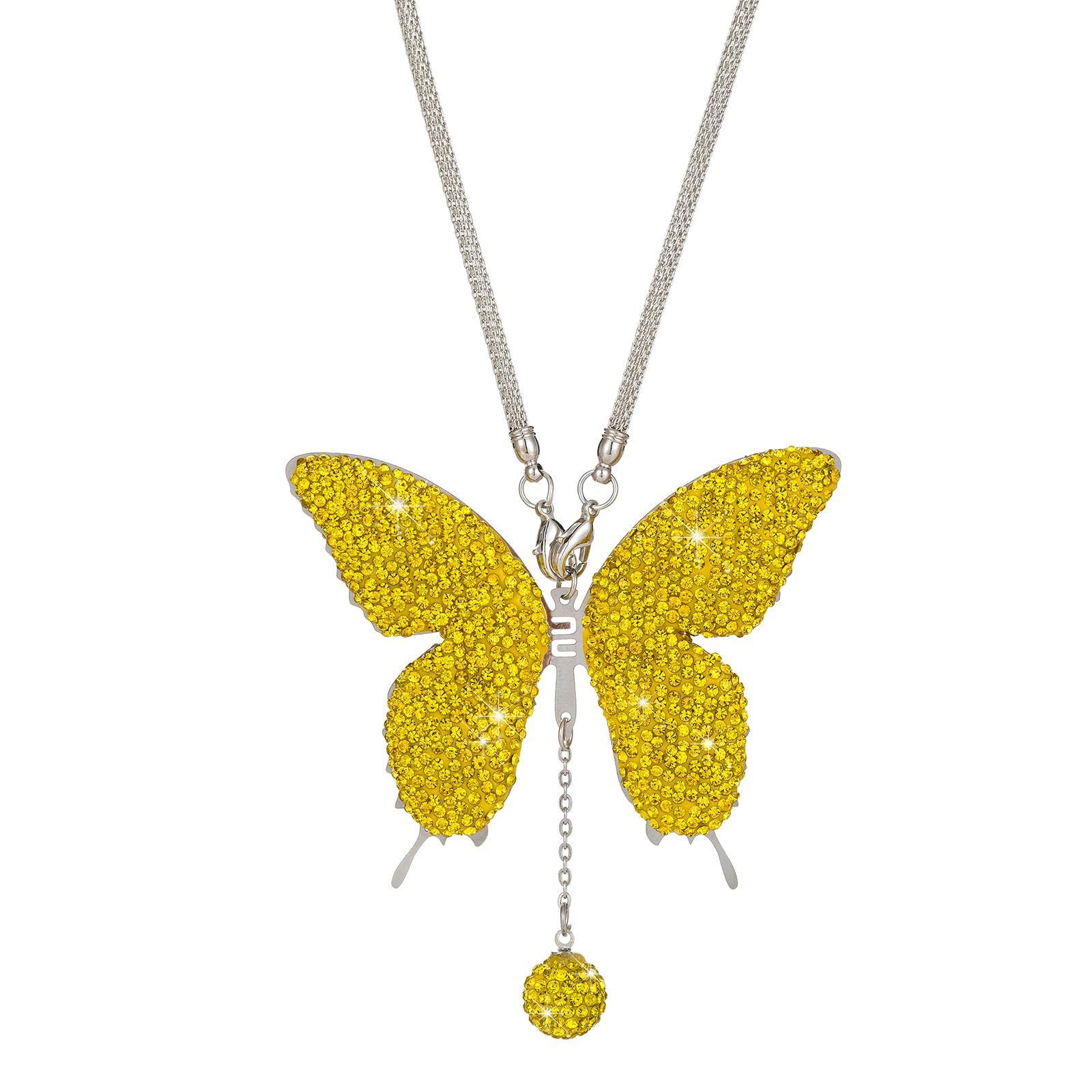 Rhinestone Butterfly Car Rear View Glass Ornament Diamond Car Pendant Lucky Window Hanging Accessories Pendant