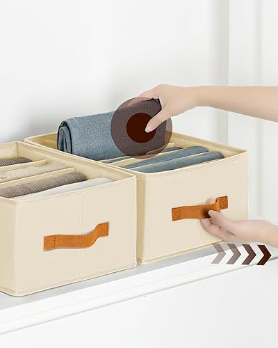 Miniatura 3 de homsorout Organizador de ropa para armario paquete de 4 organizadores de cajones para ropa organizador de jeans para armario con panel inferior