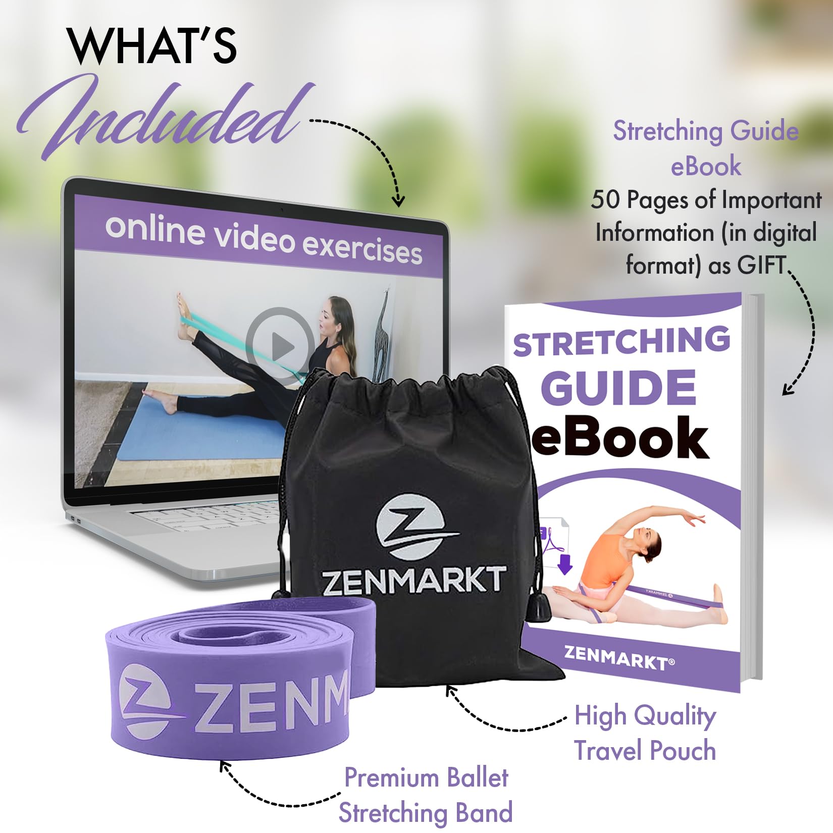 Zenmarkt Ballett-Stretchbänder für Flexibilität und Kraft – Stretchbänder, die bei jedem Wettkampf als Tanzausrüstung unverzichtbar sind – geeignet für Gymnastik, Cheerleading und Pilates-Training