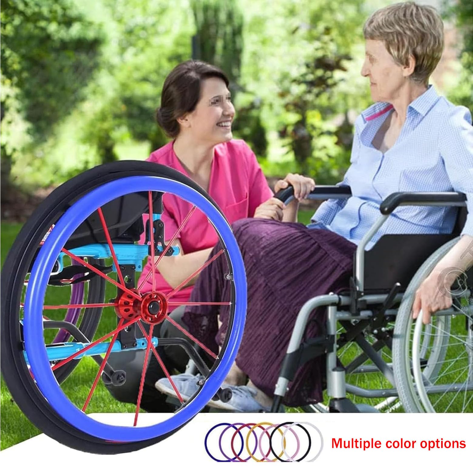 1 paio di coperture per sedia a rotelle da 61 cm, antiscivolo, resistenti all'usura, in silicone, per migliorare la presa e la trazione, accessori per sedie a rotelle (nero, 61 cm)