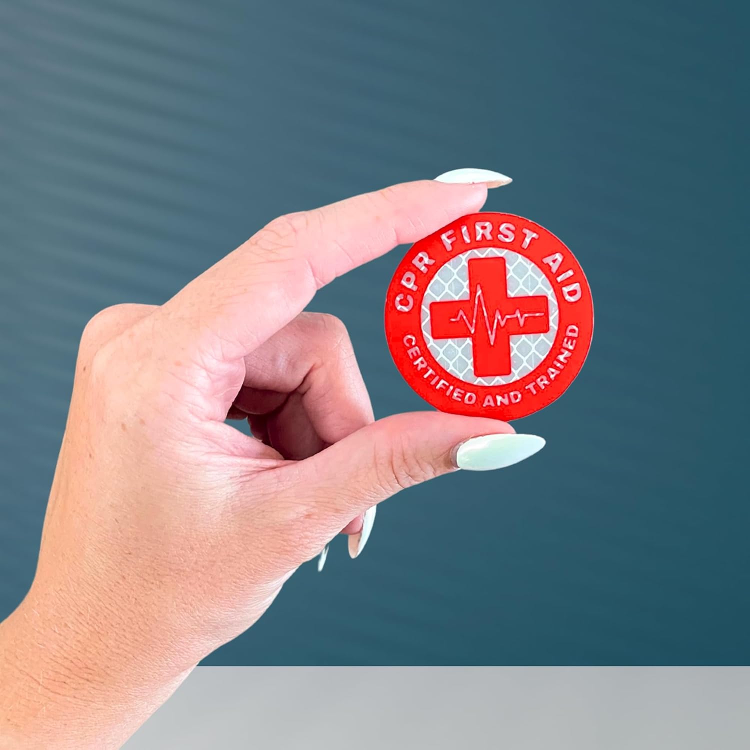 CPR & First Aid Trained Certified Hard Hat Reflective Stickers | 5 pk 2” Circles Safety Decals, OSHA Forklift Certified Hat Plastic Adhesive