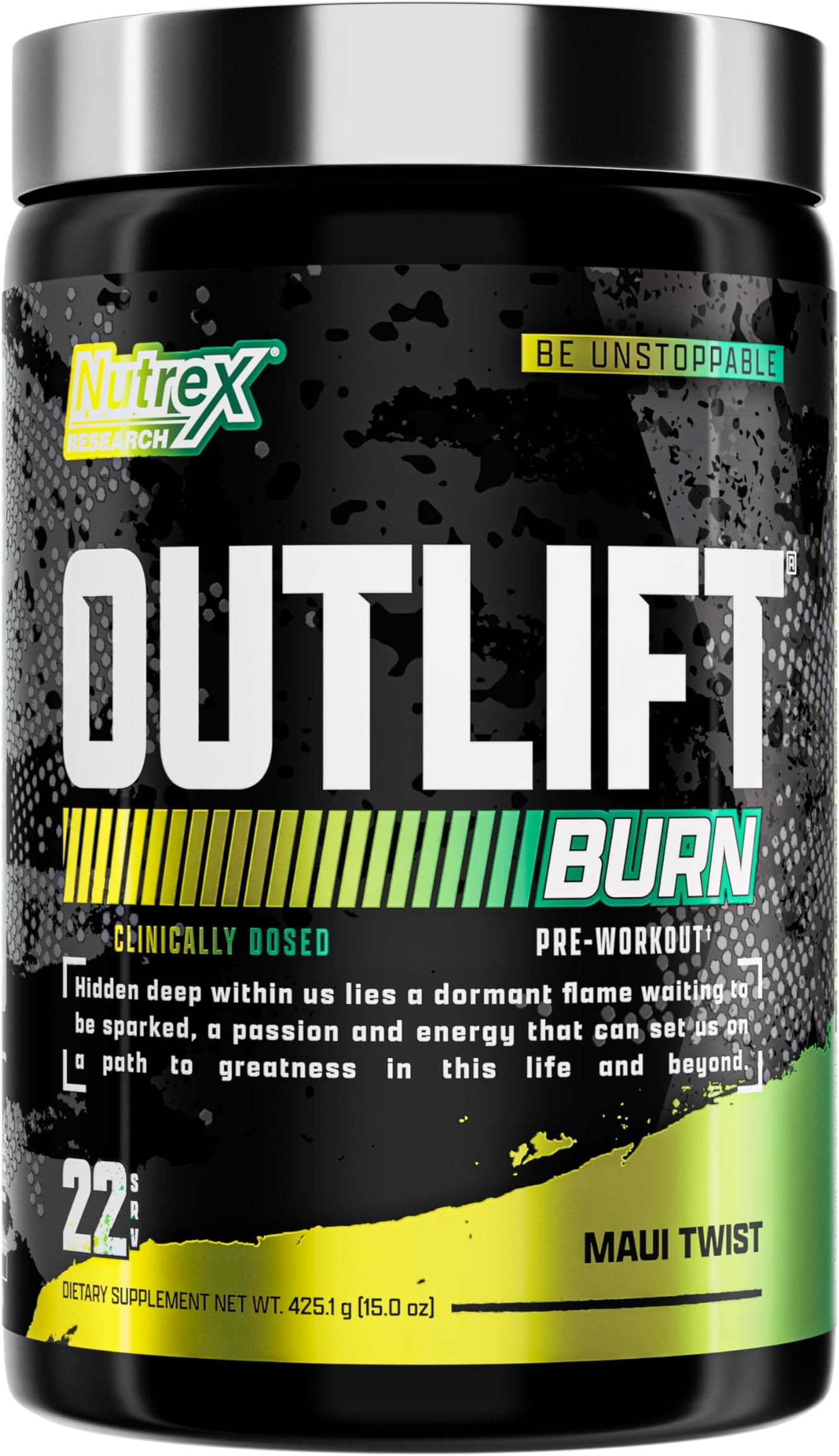 Nutrex ResearchOutlift Burn, (Maui Twist, 22 Servings) - Enhanced Workout Performance, Thermogenic Pre-workout, Electrolytes, Boost Energy, Sharpen Focus.