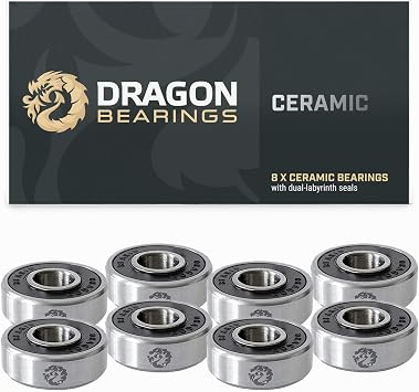 Fireball Dragon Skateboard Bearings Set 8 Pack - Fast 608 Longboard Bearings Set for Skateboards Inline & Roller Skates - Bearings for Skateboarding for Life