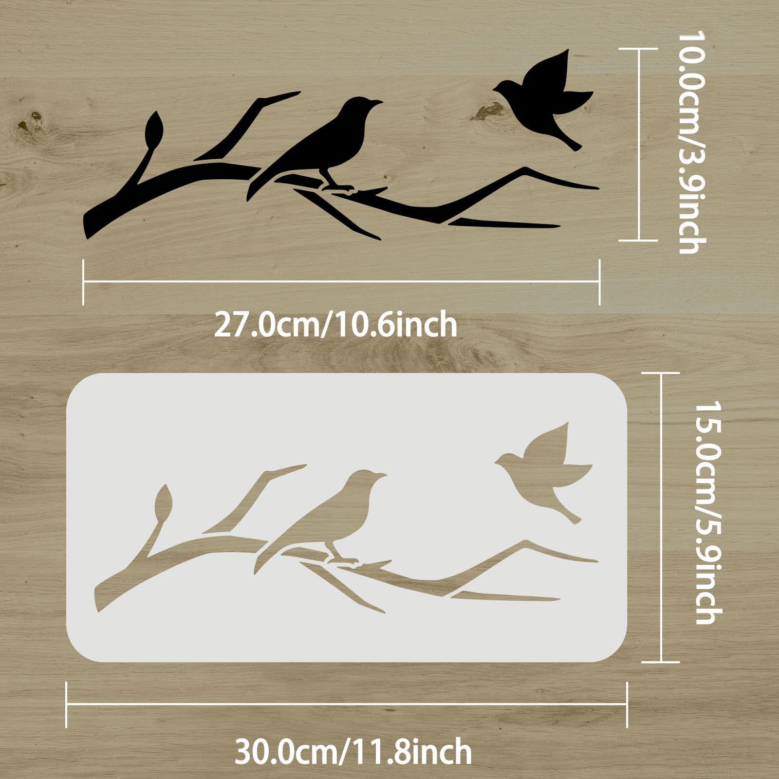 Stencil Per Pittura Rami D'Albero Con Uccelli – FINGERINSPIRE, Formato A4 (21x29,7 Cm) Con Pennello Incluso