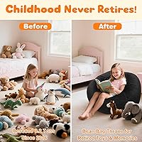 Vista 49 de Lukeight - Puf de almacenamiento de animales de peluche para niños, funda para puf de dinosaurio con cremallera para organizar la habitación