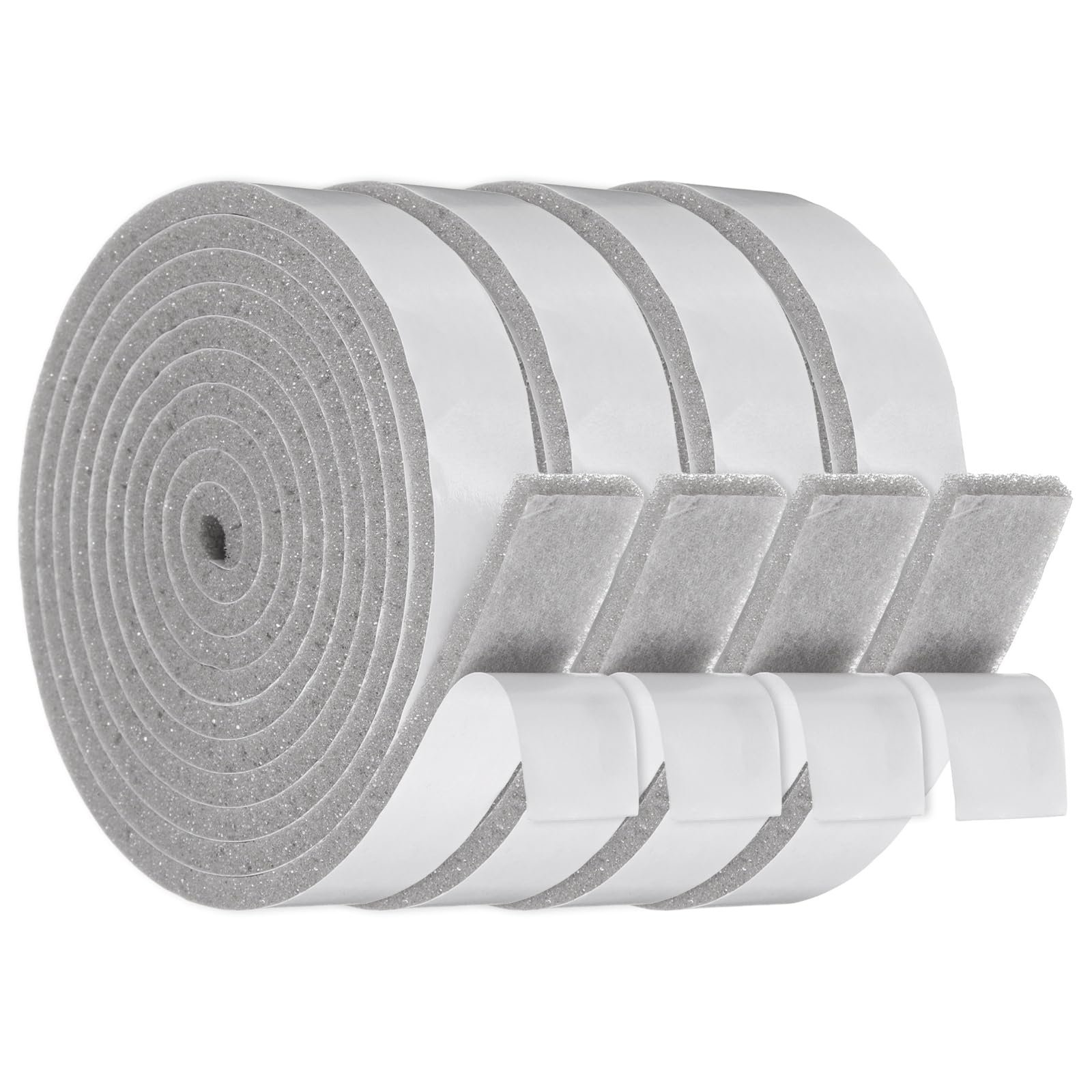 sourcing map 20mmx5mm Foam Weather Stripping, Self Adhesive Door Seal Insulation Strips, Soundproofing Foam Seal Tape for Door/Window, Air Conditioning (2 Meter Total Length in 4 Roll)