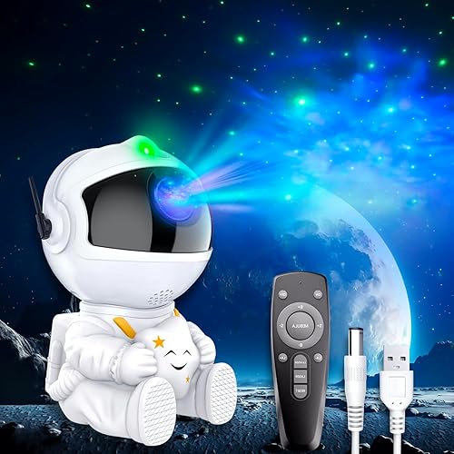 Proyector de astronauta, magia nocturna estrellada con control remoto para dormitorio, luz de galaxia con control remoto, proyector de estrellas de