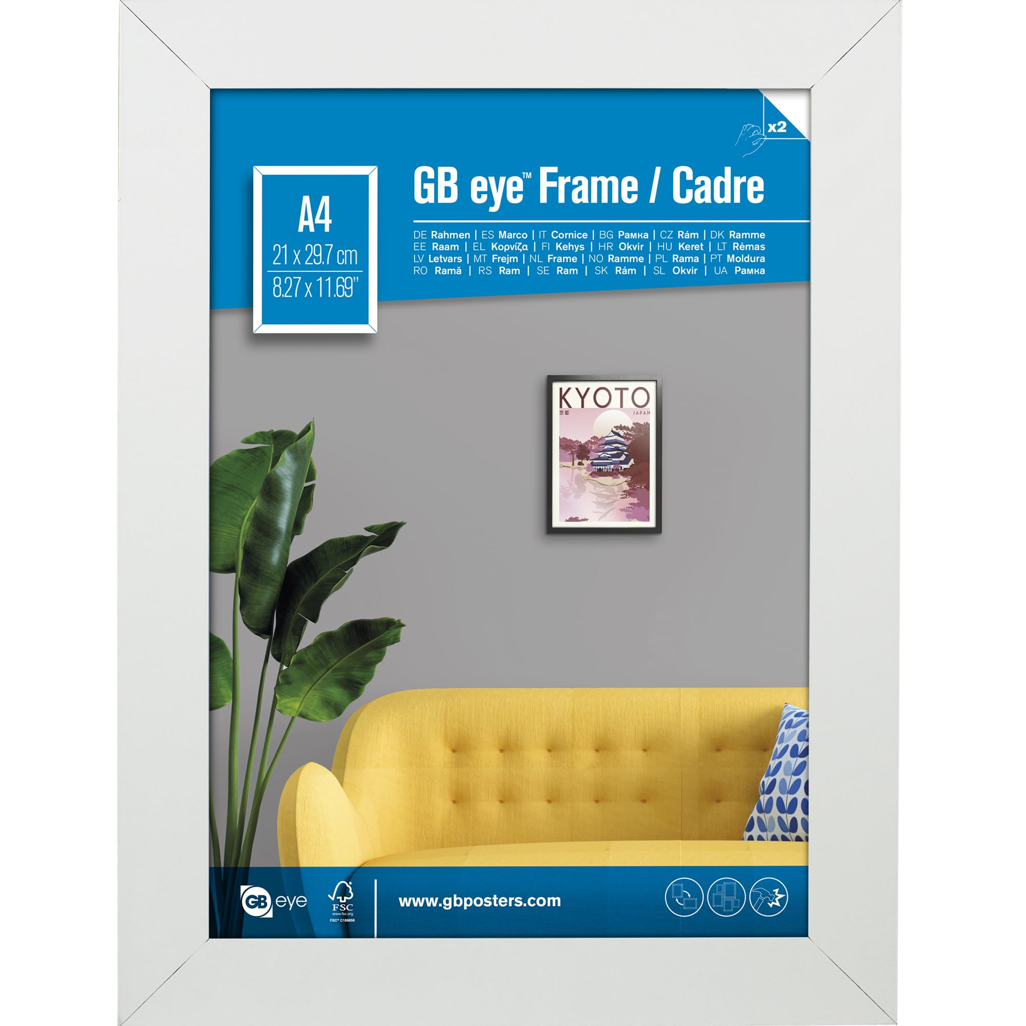 Gb Eye White Contemporary Wooden Picture Frame - A4-21 X 29.7Cm