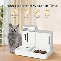 Vista 5 de Alimentador de gravedad para gatos y dispensador de agua, 2 en 1 con rotación de 180 grados, 2 unidades de alimentación automática de gran capacidad