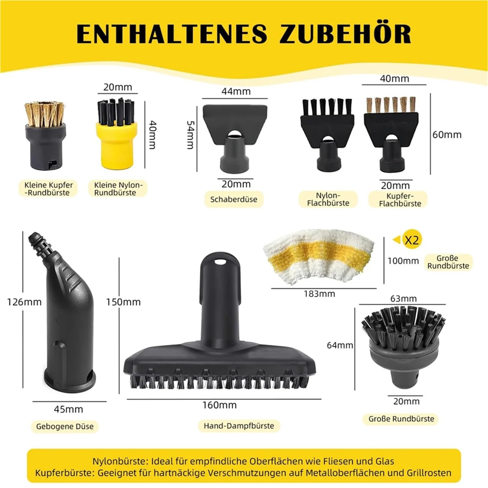 Compatibile con Karcher, Set Accessori SC1-SC5, per Pulitore Vapore