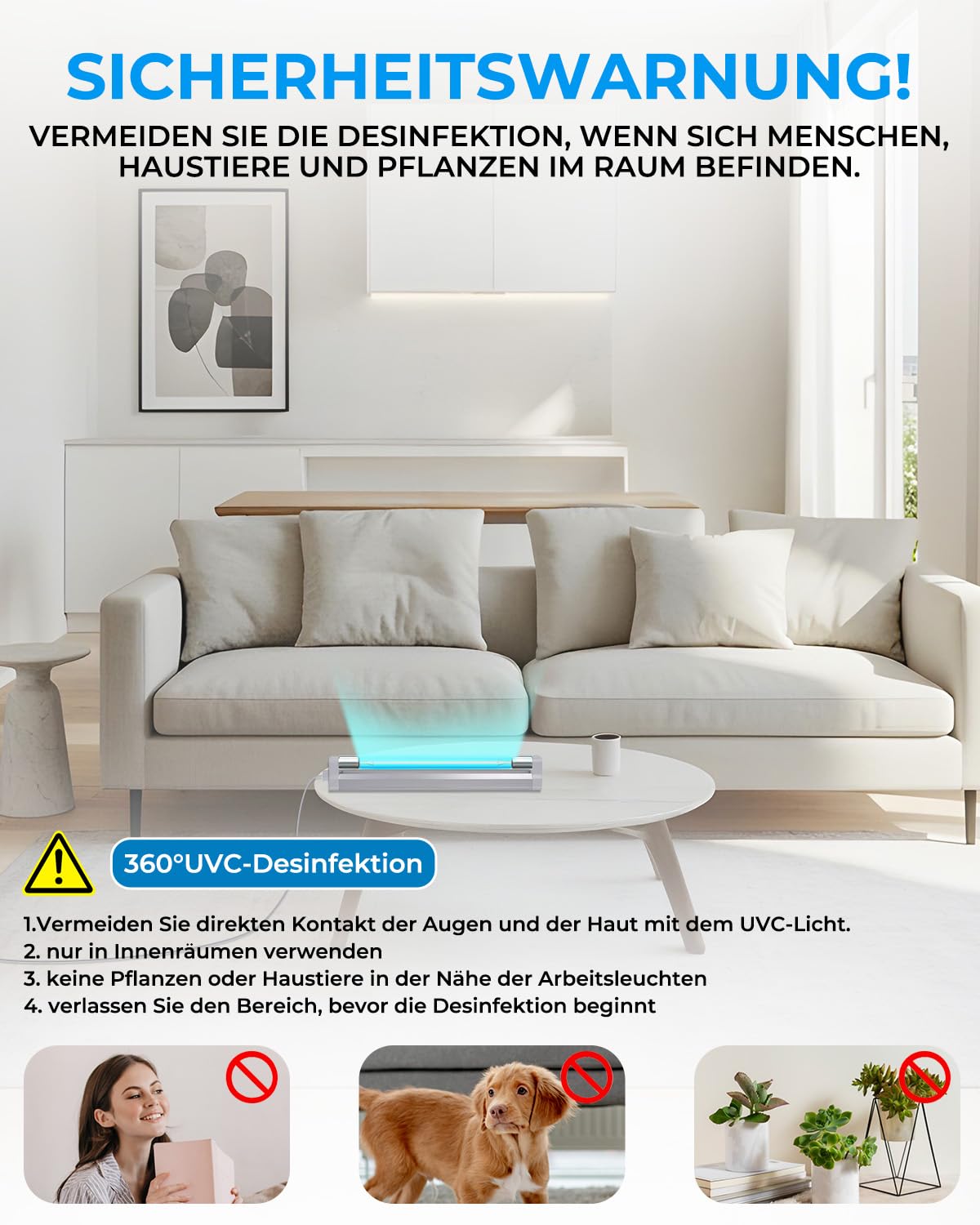 6W UV Lampe UVC Desinfektionslampe Ozon Licht mit Kabel und Stecker UV 253.7nm AC220-240V Perfekt für Schuhe, Kleiderschrank, Schrank, Badezimmer, Frische Luft