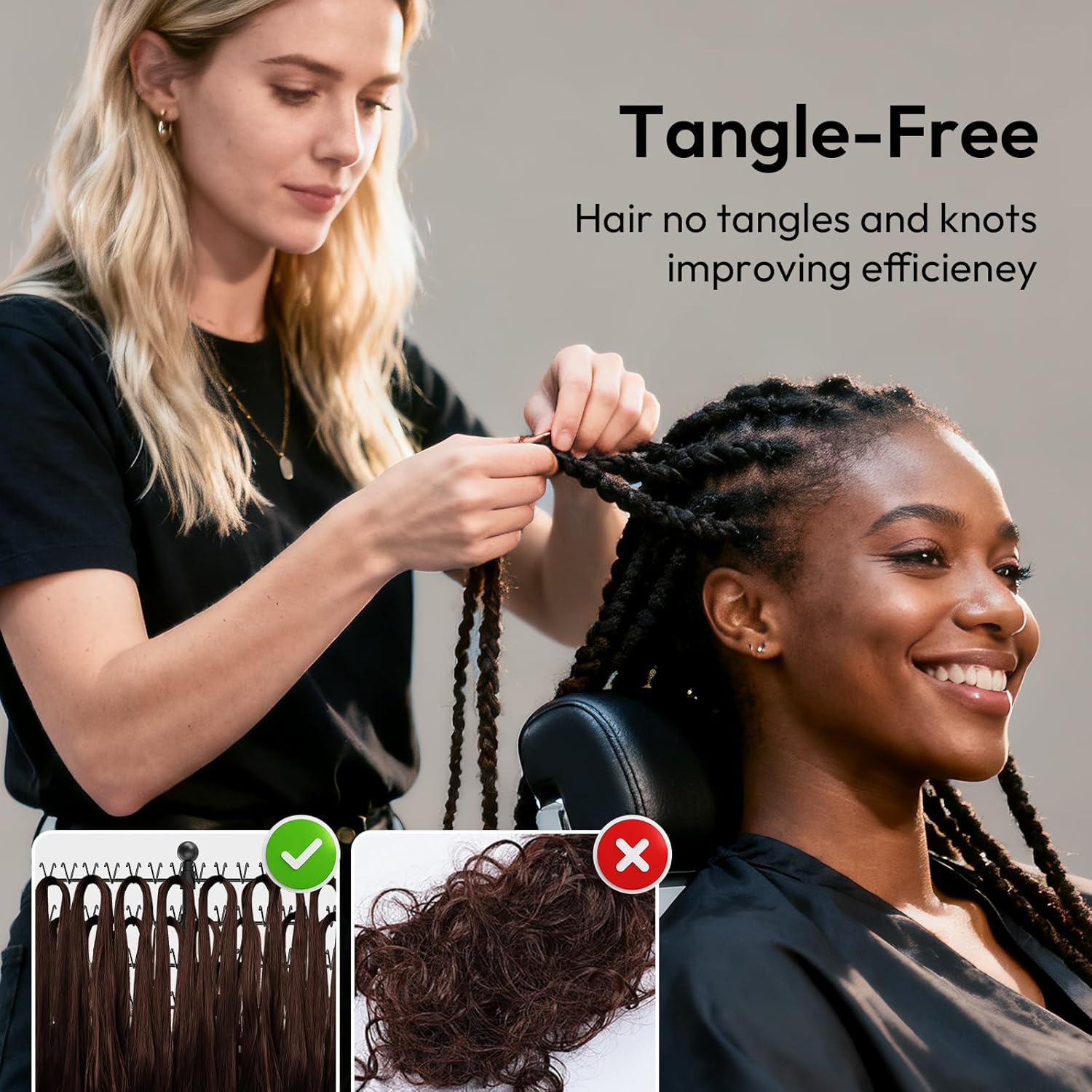 XINTUO Portable Braiding Hair Rack with Wheels & Storage Drawers,168 Pegs Hair Extension Holder Hanger for Braiding Hair Separator Stand Display,Hair Rack with Stylist Hair braiding Tools(Black)