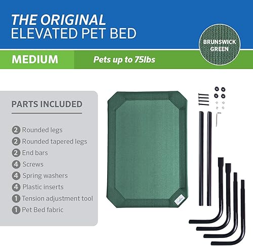 Vista 5 de Coolaroo Cama elevada y refrescante para mascotas, tamaño mediano, verde oscuro (Brunswick)