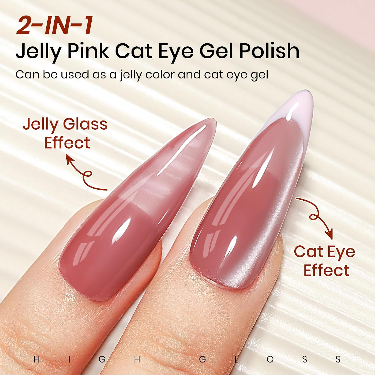 MIZHSE Nude Pink Cat Eye Gel Nail Polish, Shimmer Glitter Cat Eye Gel image 5
