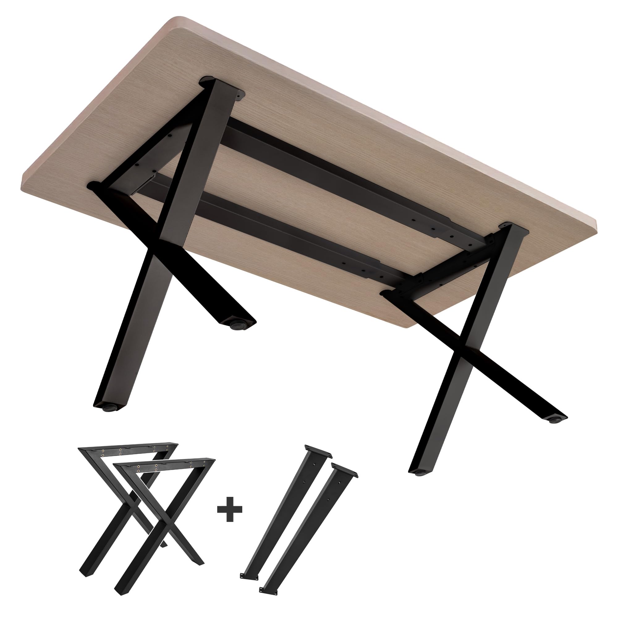 NEXT LEVEL - Patas para Mesas, 65x74cm, Perfil 80x40mm, Incluye Tirantes para la Estabilidad, Compatible con Madera y Cristal y Anchos de 70-100cm, Ideal para Escritorio y Comedor