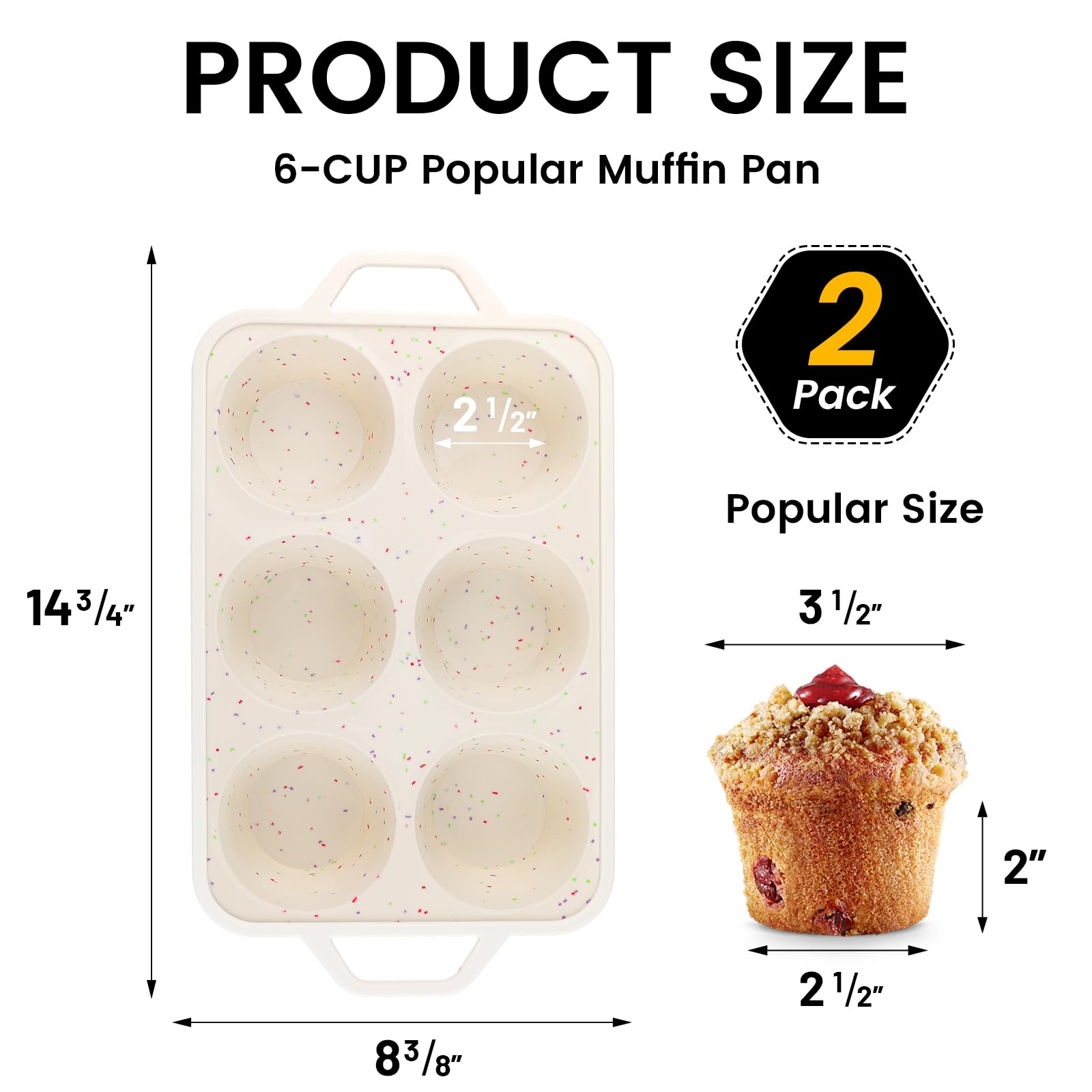 Vinino Jumbo-Muffinform mit metallverstärktem Rahmen, Silikon-Cupcake-Form zum Backen, 6 Mulden, Jumbo-Größe, BPA-freies Silikon-Muffinblech, Cupcake-Backform für den Ofen, spülmaschinenfest,