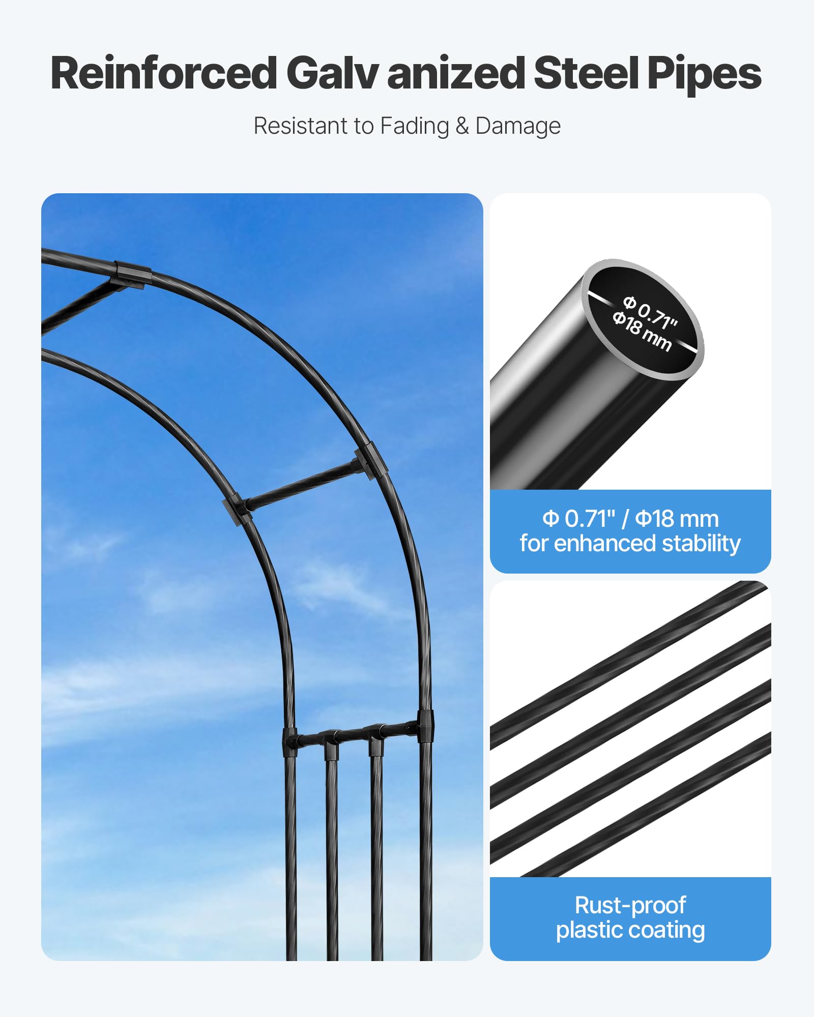 VEVOR Arco de Metal para Rosas 240 x 250 x 40 cm Arco para Rosas Trepadoras con Tubos de Acero Galvanizado Resistente para Exteriores Decorativo para Plantas Trepadoras para Jardín, Boda, Negro