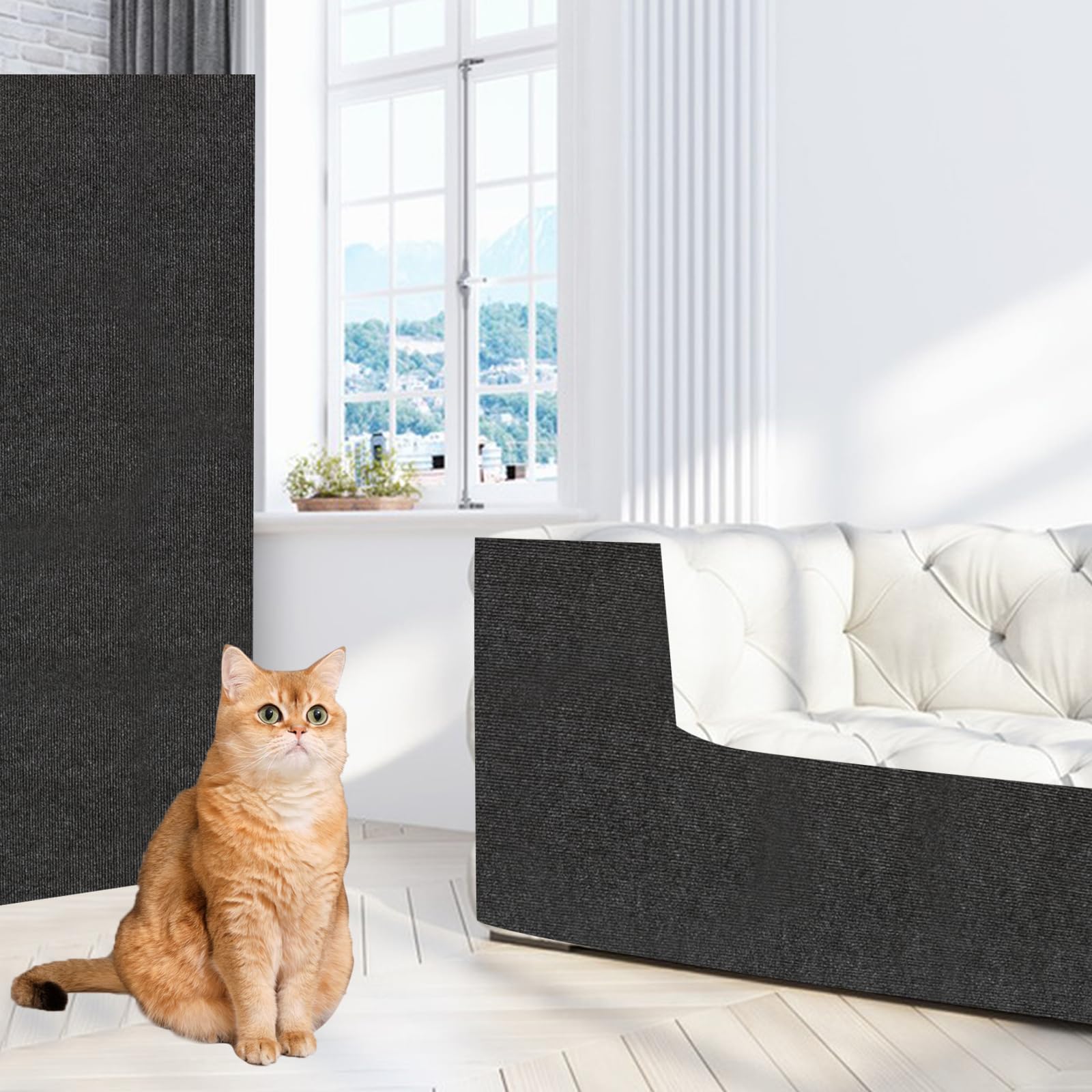 Tappeto Tiragraffi Per Gatti Autoadesivo - 200x40 Cm, Grigio Scuro, Protezione Divano E Mobili - Foto 5