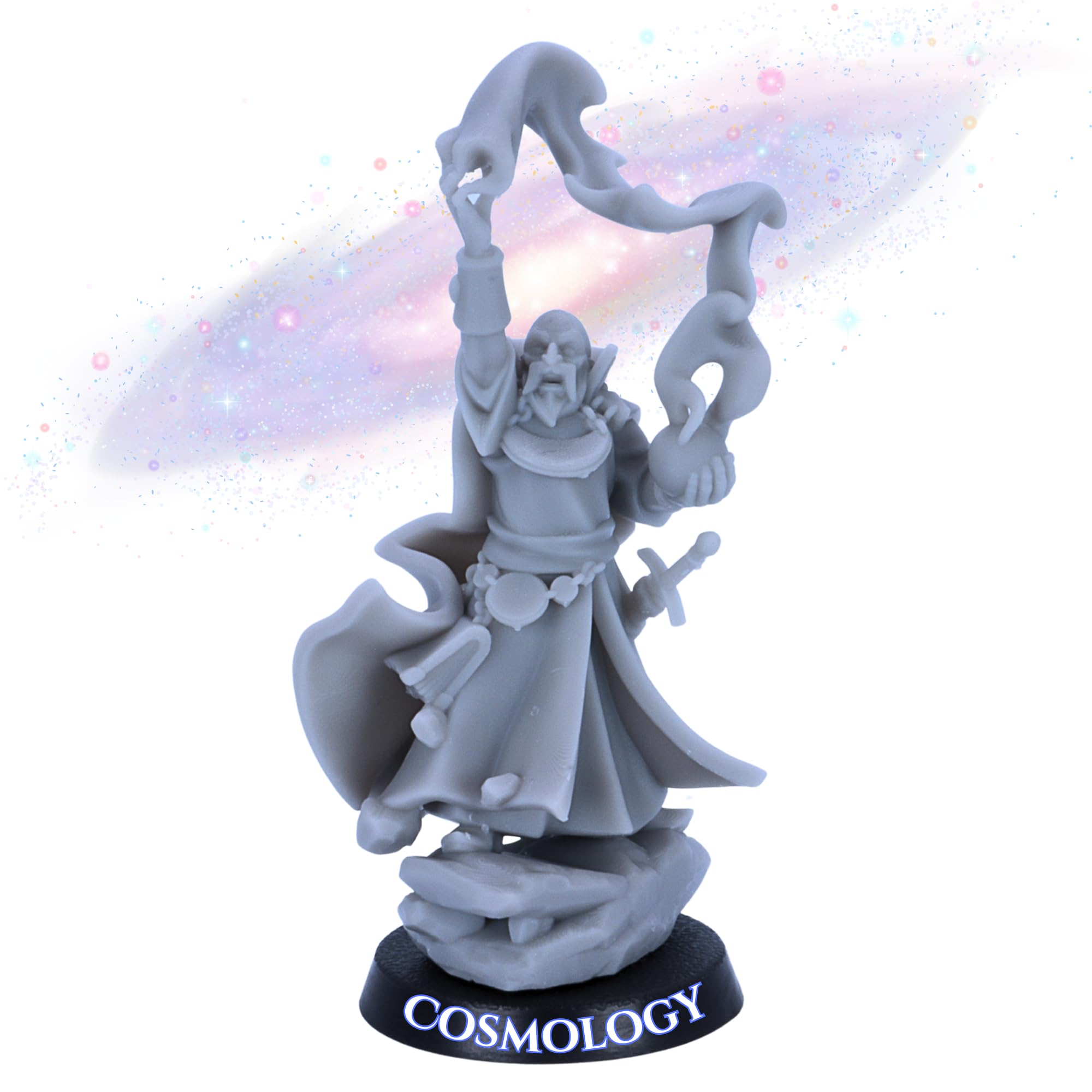 Battle Wizards and Mages Miniature Set – 8 Fantasy Wizard Models or Singles | 32mm Scale | Magic Casters for RPG & Tabletop | Unpainted Resin by Highlands Miniatures | 25mm Bases (Mage of Cosmology)