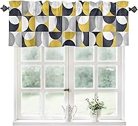 Vista 14 de Cenefa de cocina para ventanas, Día de la Independencia, pentagrama, textura de arpillera a cuadros, semitransparente, con bolsillo para barra