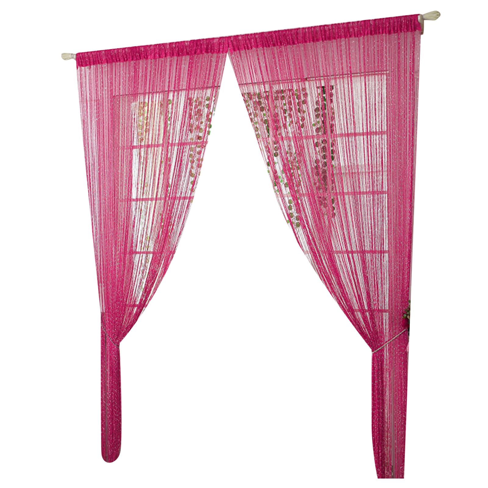 Hummcqit 2pcs Door String Curtain Silver Thread Curtain Decorative Door Curtain Encrypted Wedding Curtain Living Room Hanging Curtain Screen Tassel Curtain Partition Curtain (Rose Red,1 * 2M)