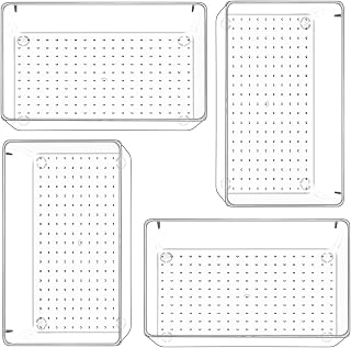 Zollyss 4 Pcs Clear Plastic Drawer Organizer Trays, Versatile Vanity Drawer Storage Bins, Adjustable, Compact, Makeup and Price In India
