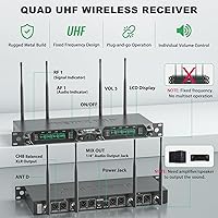 Vista 4 de Phenyx Pro Sistema de micrófono inalámbrico, micrófono inalámbrico UHF de 8 canales con micrófonos inalámbricos de mano de metal, micrófono dinámico