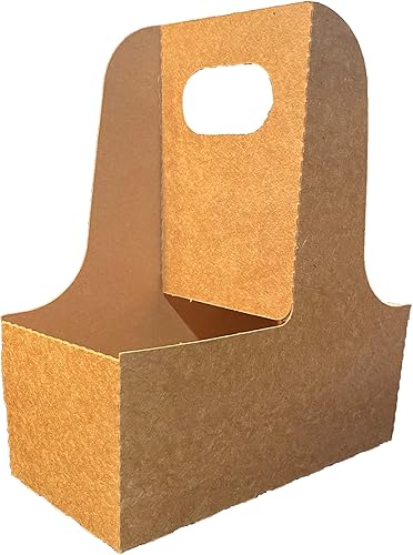 C-Store Packaging Porta bebidas de 2 tazas con asa Portavasos de cartón Kraft Portavasos desechable para bebidas frías o calientes Portavasos