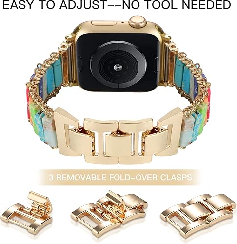 Miniatura 5 de Correa de chakra compatible con Apple Watch Band de 1.491.571.61 pulgadas, 1.651.731.73 pulgadas, piedra natural, hecha a mano, cuentas curativas,