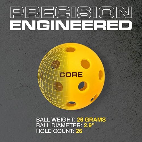 Miniatura 2 de CORE Pickleball Pelotas de pickleball para interiores, bolas de pickleball duraderas y vibrantes, tamaño oficial con 26 agujeros