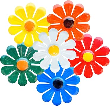 KASESSS 6 Pcs Metal Flower Wall Art Decor, Wall Decor, Garden Decorations, Colorful Garden Fence Decorations, 3D Outdoor wall Art, Metal Artwork for garden Living Room Patio Indoor Backyard Balcony