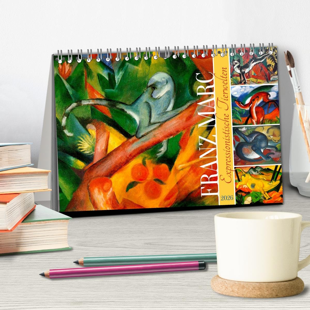 Expressionistische Tierwelten (Tischkalender 2026 DIN A5 quer), CALVENDO Monatskalender: Leuchtende Tiere in expressiven Farben