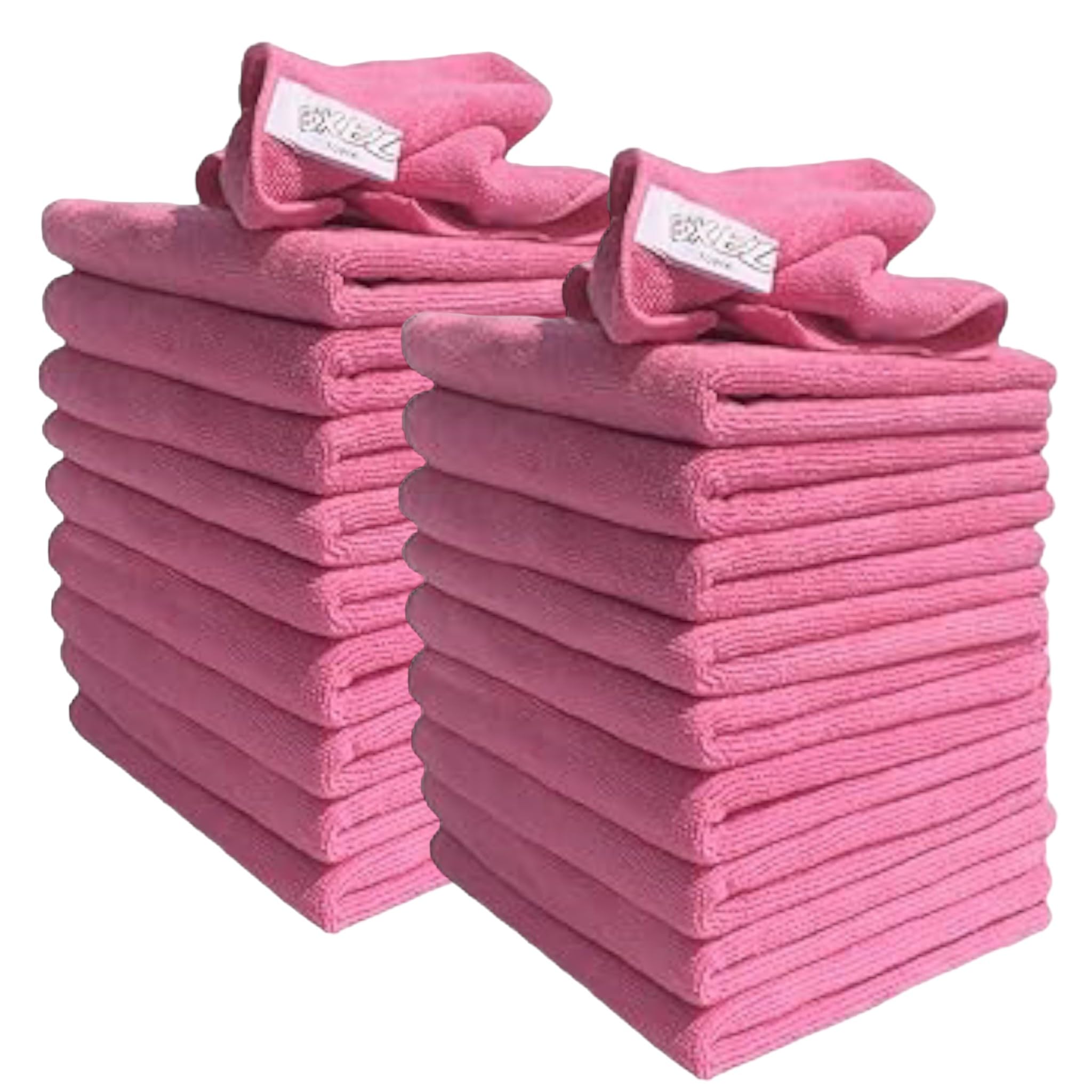 Aardvark Janitorial Supplies 20 Pack of Pink Microfibre Genuine Exel Brand Magic Cleaning Cloths. Chemical Free Cleaning. Anti Bacterial Microfiber Cloths for Amazing Smear Free Wiping, EXMFCP20