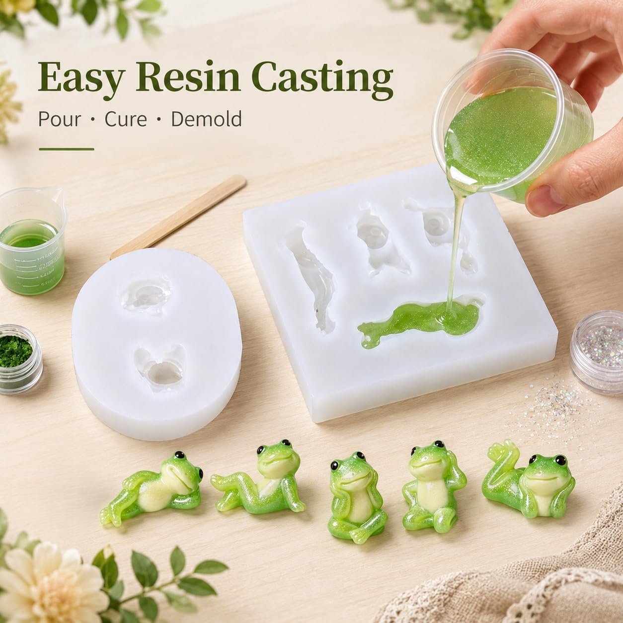 Cute Tiny Frog Resin Molds, Frog Silicone Mold, Micro Dollhouse Epoxy Casting Mold for DIY Resin Art, Fairy Garden Miniatures, Small Resin Molds (2 & 4 Cavity)