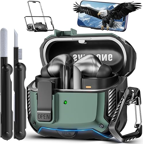 Miniatura 17 de Lock Fit Diseñado para Samsung Galaxy Buds3 FE (2025) / Buds3 Pro (2024) / Funda Buds 3 (2024), con kit de limpieza Cuerpo completo Diseño de