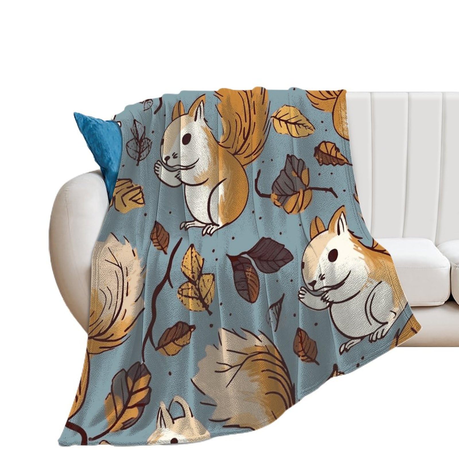 Couverture flanelle écureuil lit canapé - Plaid chaud léger voyage camping plaid microfibre