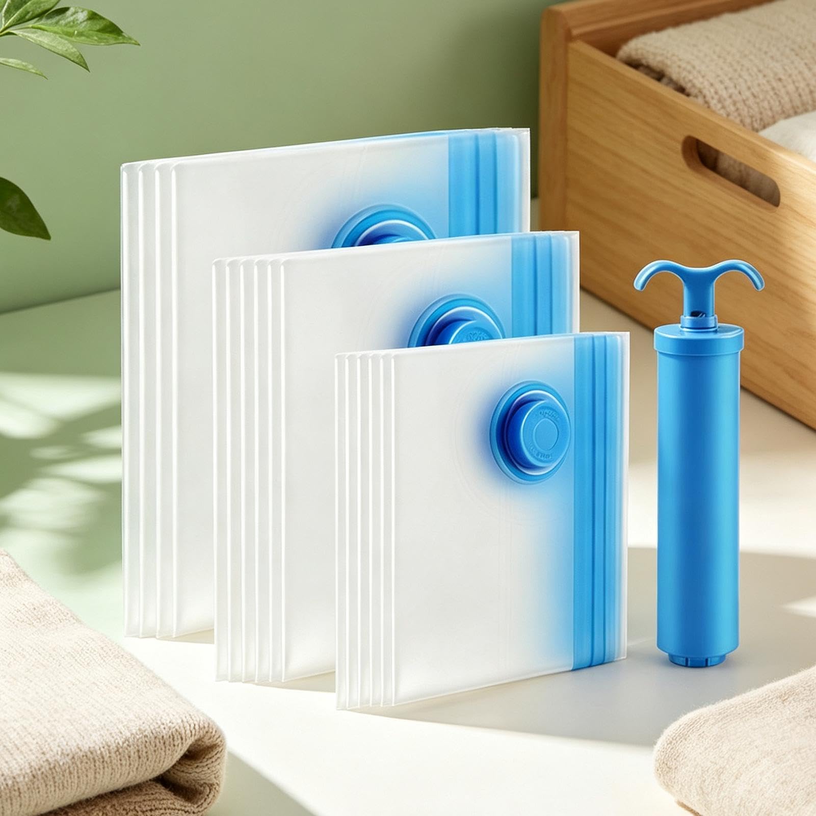 3-size Airtight Compression Space Saving Transparent, Reusable