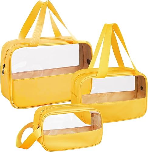 Bolsa de maquillaje transparente, juego de 2 bolsas de cosméticos, bolsa de maquillaje de viaje de PVC transparente, bolsa de aseo impermeable linda