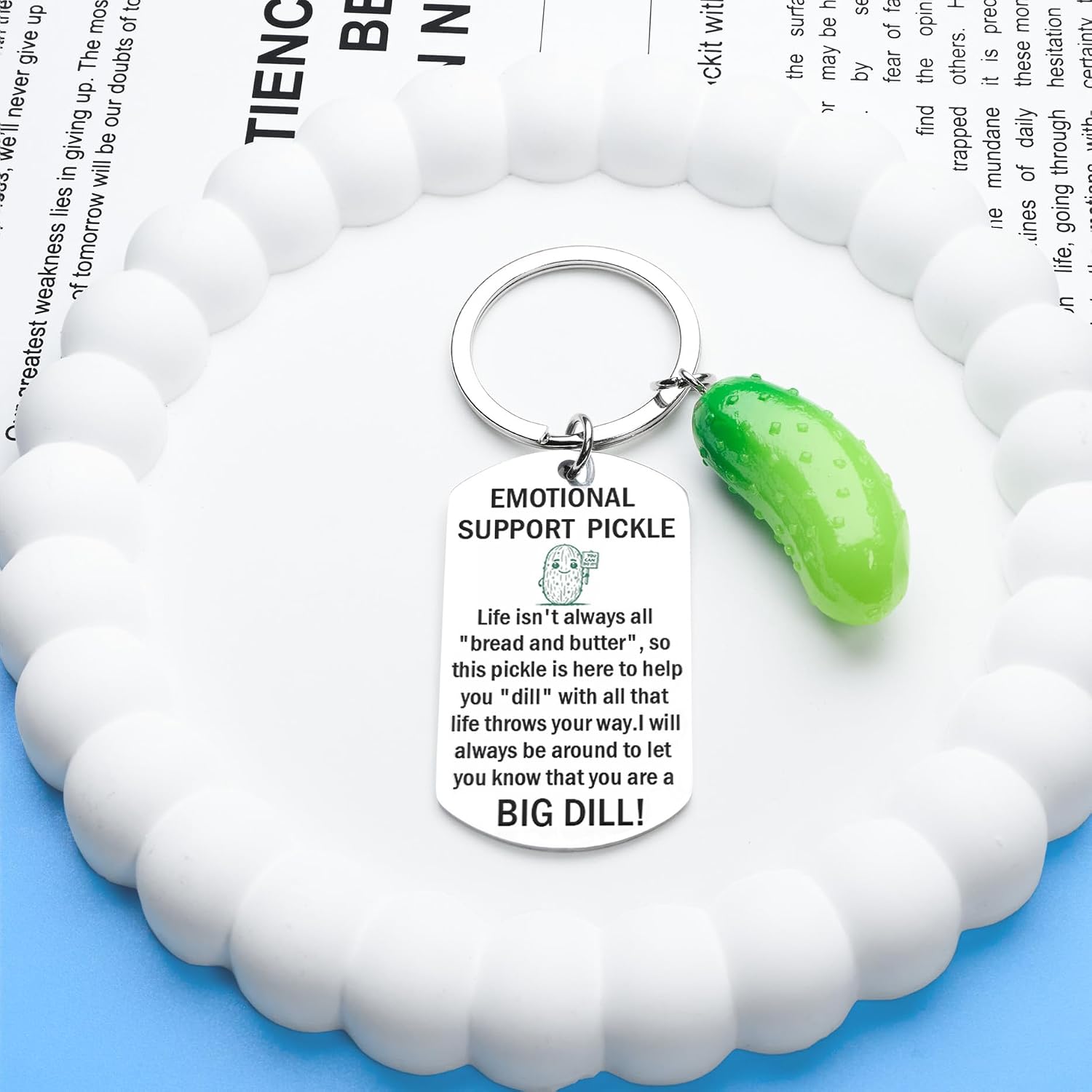 Emotional Support Pickle Keychain, Pickle Funny Gag Gifts for Friends Sister Teen Daughter, Inspirational Cucumber Pickle Charm, Christmas birthday Gifts