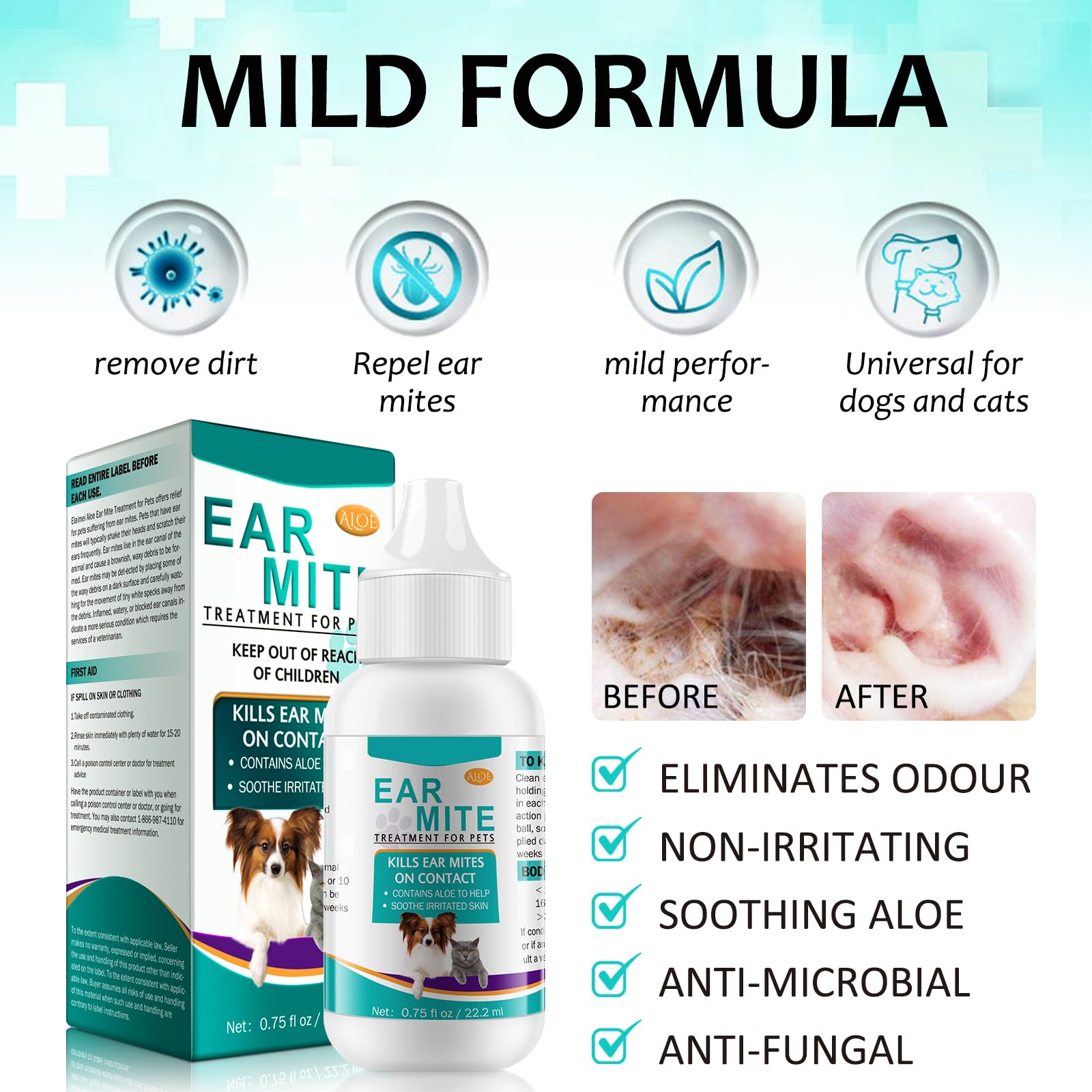 Ear Mite Treatment For Dogs, Ear Mite Treatment For Dog Cat Yeast Infection, Dog Ear Infection Treatment, Alleviation Suffering from Ear Mites & Itching and Odours Stinky Stuff for Dogs Ears - Image 2