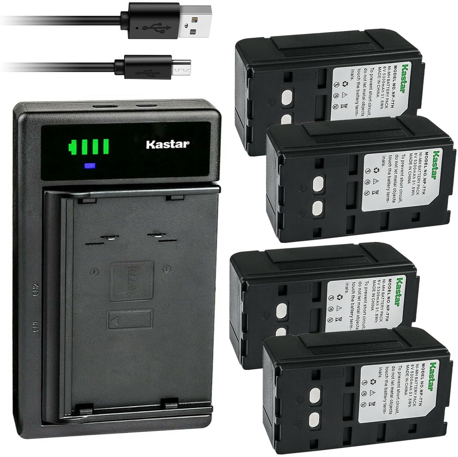 Kastar 4-Pack NP-77H Battery and LTD2 USB Charger Compatible with Sony CCD-FX630 CCD-FX640 CCD-FX700 CCD-FX700E CCD-FX710 CCD-FX720 CCD-FX730 CCD-FX730V CCD-FX810 CCD-FX830VE