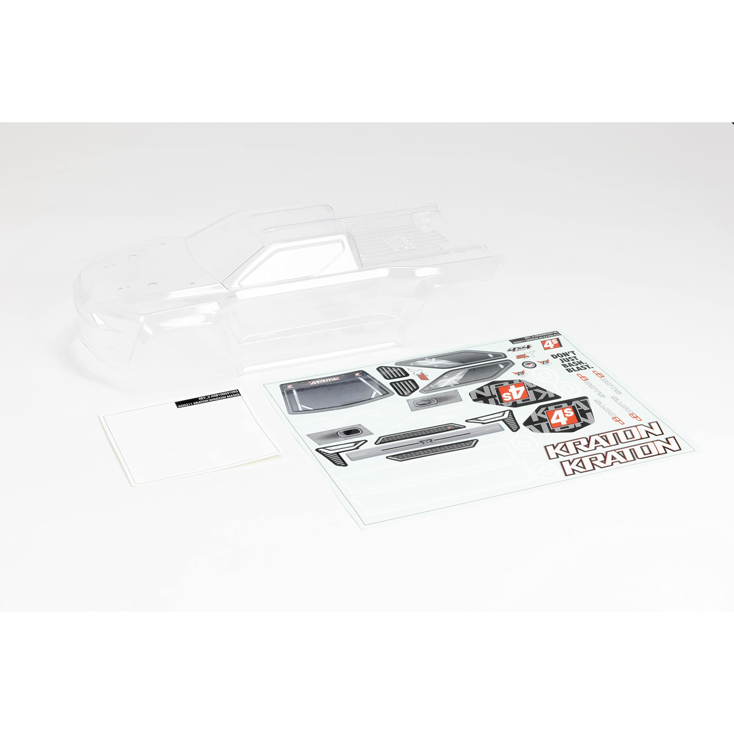 Carrosserie ARRMA KRATON 4X4 4S ARA402320 transparente avec décals pour voiture RC