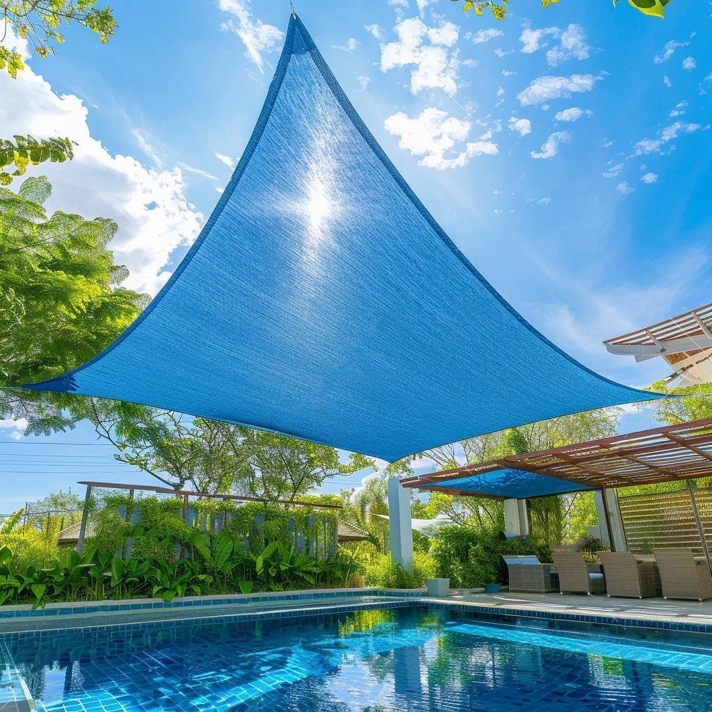 Garden EXPERT 12'x16' Sun Shade Sail Rectangle Canopy Shade Cover for Patio Garden Outdoor Backyard, Blue
