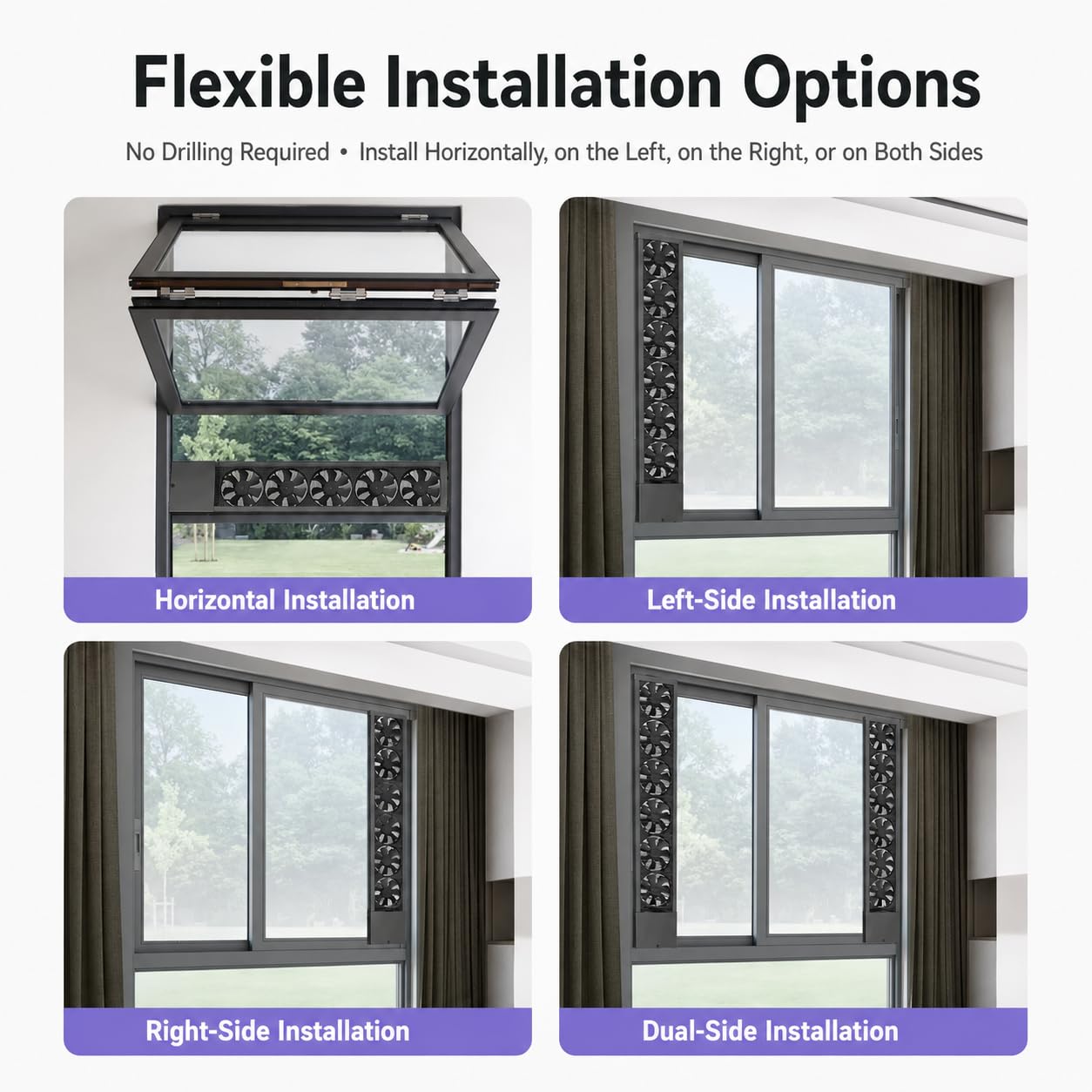 Ventiladores de Ventana para corredizas, Extractor de Ventana retráctil | Ventilador ultrasilencioso con malla extraíble para ventanas correderas, cocina y baño