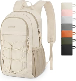 ZOMFELT 15L Lightweight Packable Hiking Backpack for Men Women - Water Resistant Foldable Daypack for Travel, Camping, Cycling, Beige